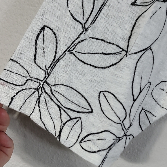 Cynthia Rowley 100% Linen Tunic Top Size 2X 3/4 Sleeve V Neck Leaf Floral Women - Picture 4 of 12